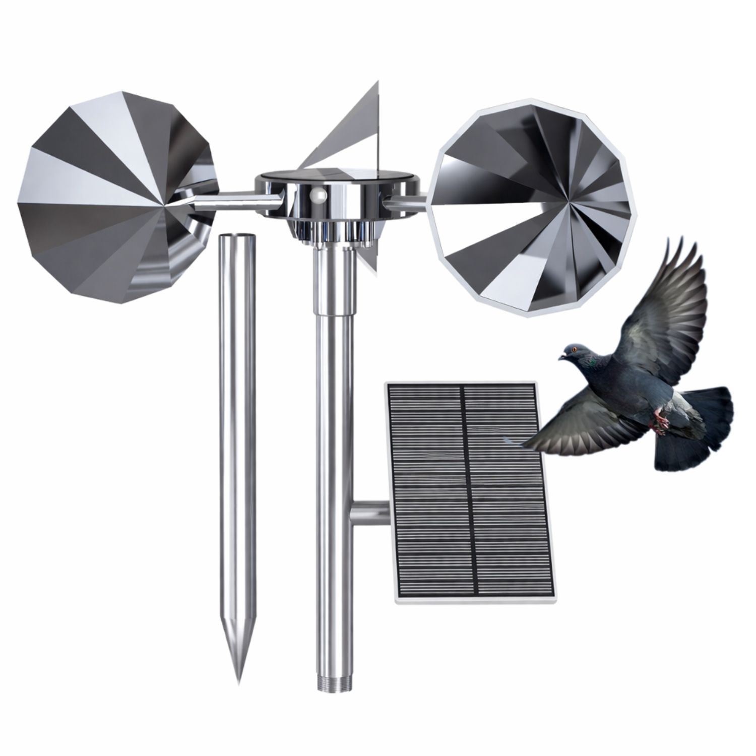 Ahuyentador de Aves Solar Reflectante para Exteriores con Aspas Giratorias Ideal para Techos Jardines y Balcones